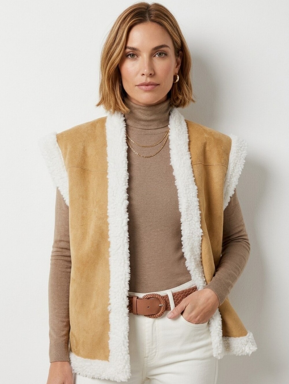 Tuckernuck Hyacinth House Tan shearling Crosby vest size XL